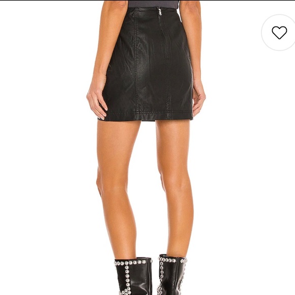 Free People black faux leather skirt - Picture 2 of 6